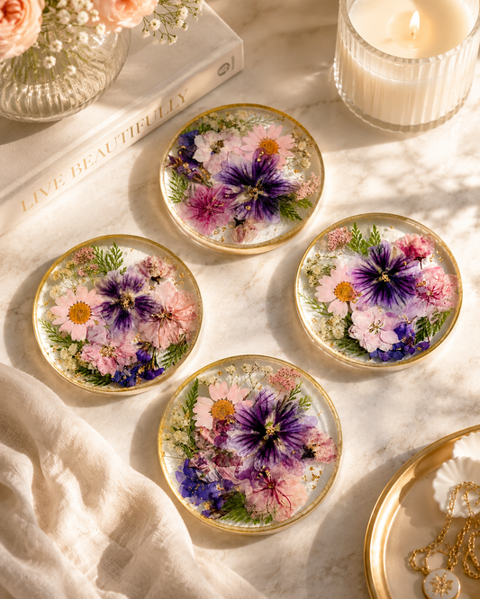 Custom Floral Coaster Set