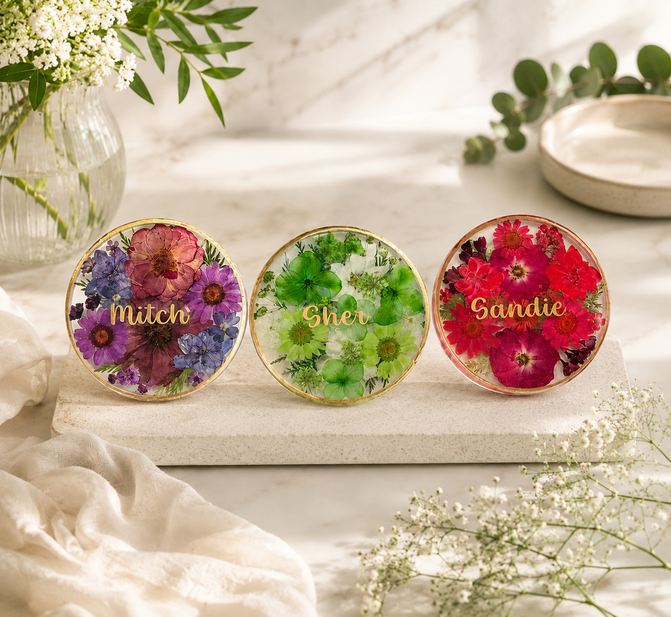 Custom Floral Coaster Set